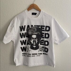 HYPEDEPT "WANTED" White Short Sleeve Graphic T-Shirt Size L